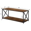 Pemberly Row Coffee Table with Shelf in Nutmeg Wood Finish and Black Metal Frame