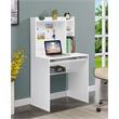 Pemberly Row Student Desk with Magnetic Bulletin Board and Shelves in White Wood