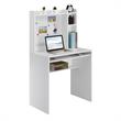 Pemberly Row Student Desk with Magnetic Bulletin Board and Shelves in White Wood