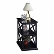 Pemberly Row Chairside End Table with Shelves in Black Wood Finish and 