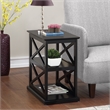 Pemberly Row Chairside End Table with Shelves in Black Wood Finish and 