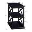 Pemberly Row Chairside End Table with Shelves in Black Wood Finish and 