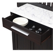 Pemberly Row Wine Bar w/ Cabinet in Espresso Wood w/ White Faux Marble Top