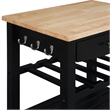 Pemberly Row 4-Tier Butcher Block Kitchen Cart w/ Drawer & Wine Rack in Black