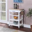 Pemberly Row 4-Tier Butcher Block Kitchen Cart w/ Drawer & Wine Rack in White