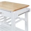Pemberly Row 4-Tier Butcher Block Kitchen Cart w/ Drawer & Wine Rack in White