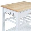 Pemberly Row 4-Tier Butcher Block Kitchen Cart w/ Drawer & Wine Rack in White