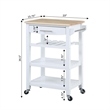 Pemberly Row 4-Tier Butcher Block Kitchen Cart w/ Drawer & Wine Rack in White