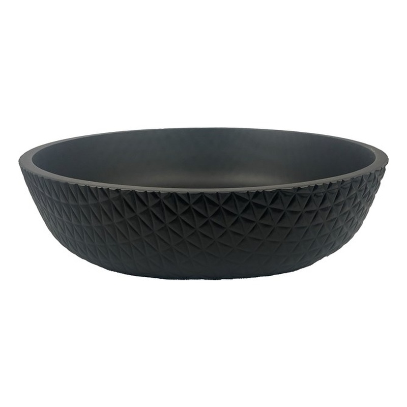 Pemberly Row Round Glass Crystal Vessel Bathroom Sink in Black