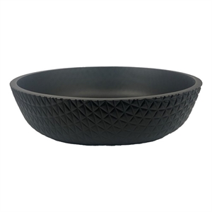 Pemberly Row Round Glass Crystal Vessel Bathroom Sink in Black