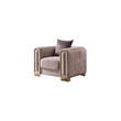 Pemberly Row Thick Velvet Fabric Chair Made With Wood in Beige