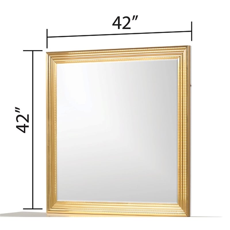 Pemberly Row Contemporary Mirror Made with Wood in Gold Finish
