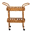 Pemberly Row Modern Bohemian Natural Brown Rattan Kitchen Cart