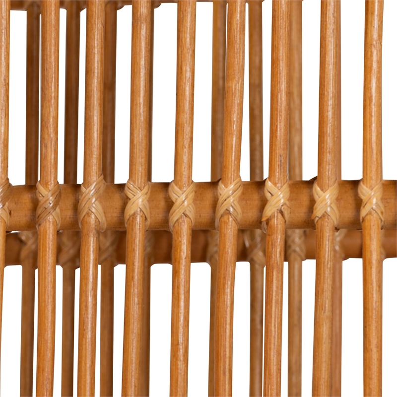 Pemberly Row Modern Bohemian Natural Brown Rattan Kitchen Cart