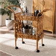 Pemberly Row Modern Bohemian Natural Brown Rattan Kitchen Cart