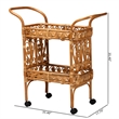 Pemberly Row Modern Bohemian Natural Brown Rattan Kitchen Cart