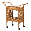 Pemberly Row Modern Bohemian Natural Brown Rattan Kitchen Cart