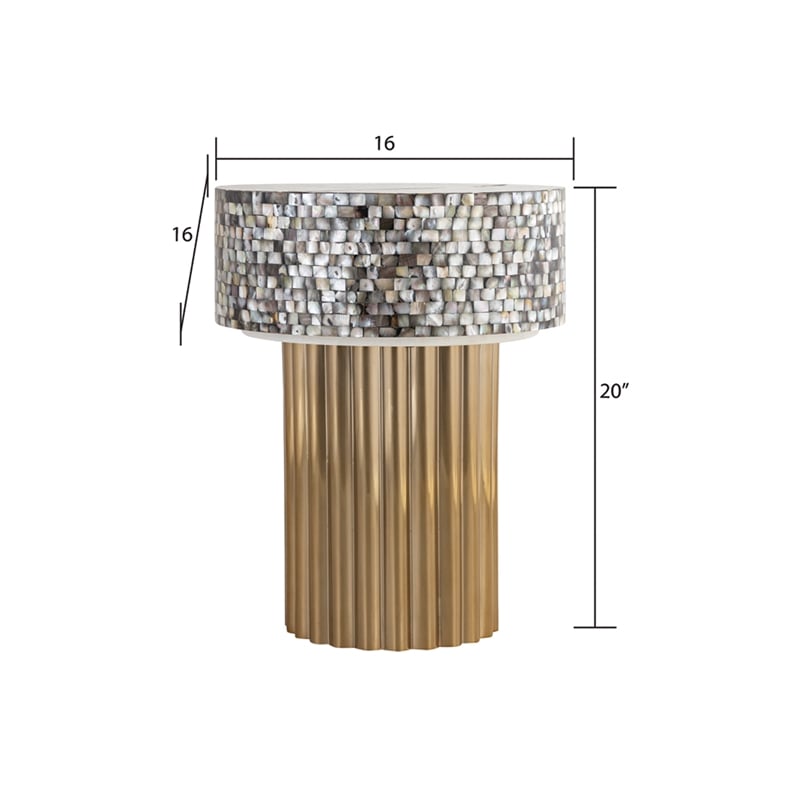 Pemberly Row Modern End Table of Stainless Steel in Gold Color