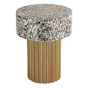 Pemberly Row Modern End Table of Stainless Steel in Gold Color