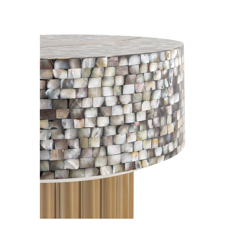 Pemberly Row Modern End Table of Stainless Steel in Gold Color