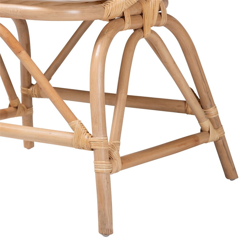 Pemberly Row Modern Rattan Peacock Accent Chair in Natural Brown