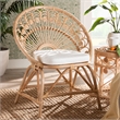 Pemberly Row Modern Rattan Peacock Accent Chair in Natural Brown