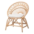 Pemberly Row Modern Rattan Peacock Accent Chair in Natural Brown