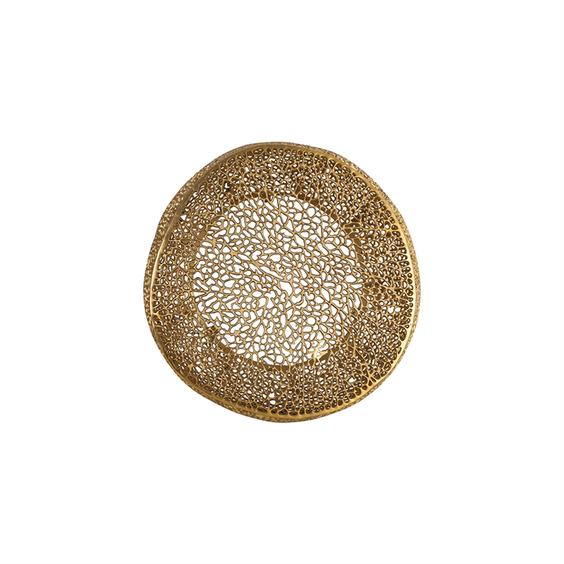 Pemberly Row Round Coffee Table Made with Aluminum in Gold Color