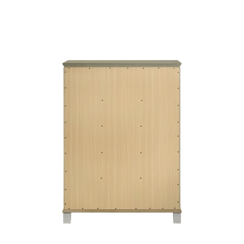 Pemberly Row Contemporary 5-Drawer Chest Made with Wood in Silver
