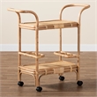 Pemberly Row Contemporary Bohemian Natural Brown Rattan Wine Cart