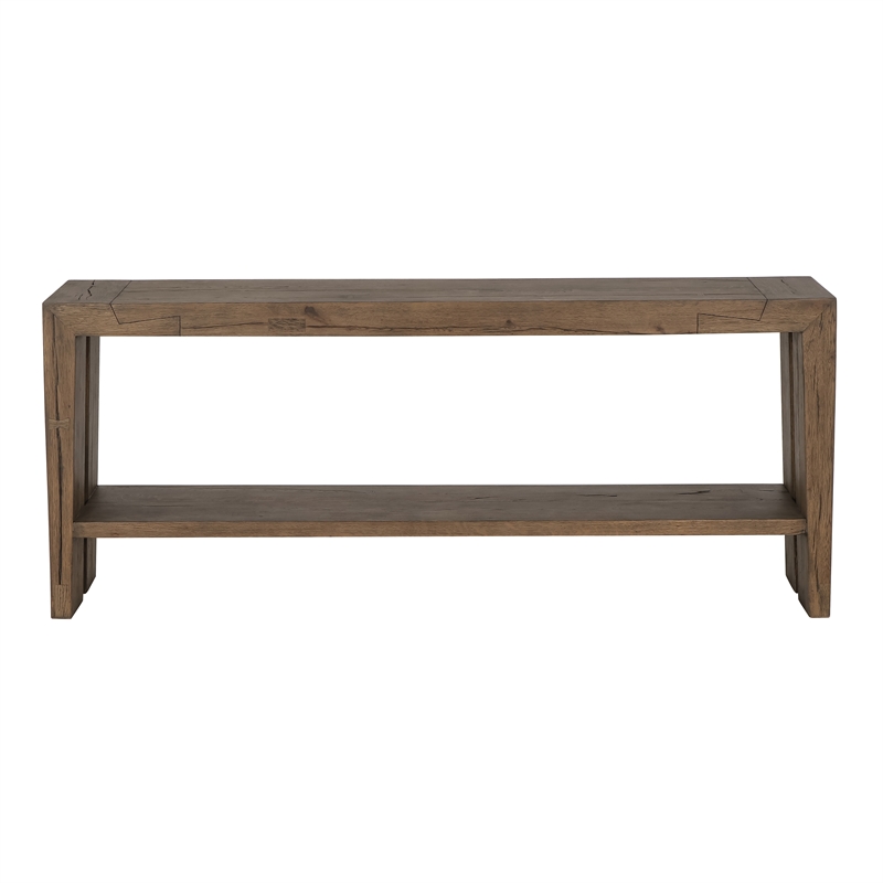 Pemberly Row Contemporary Wood Console Table in Antique Brown Oak