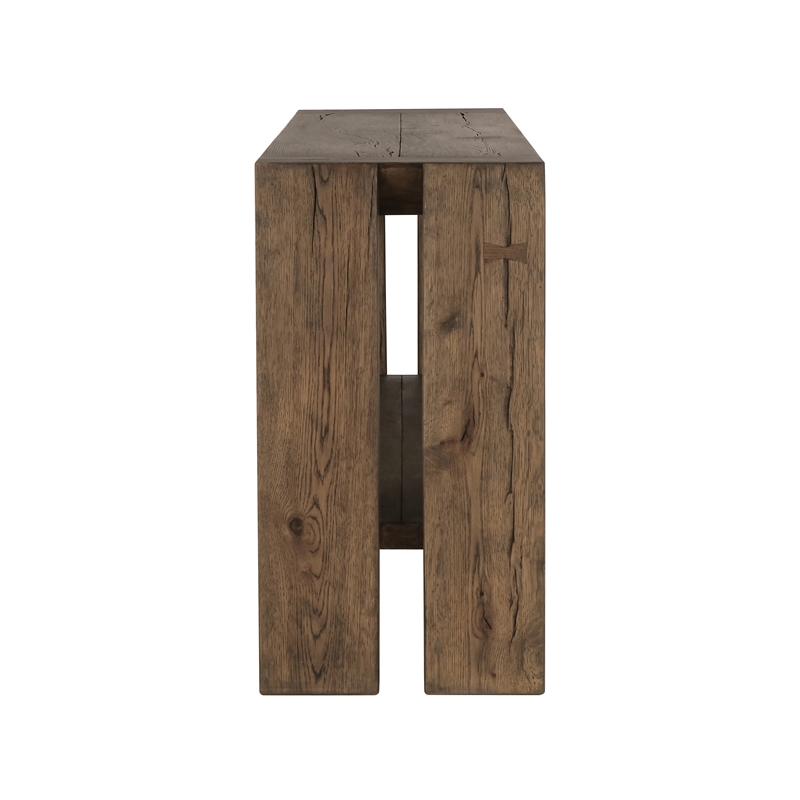 Pemberly Row Contemporary Wood Console Table in Antique Brown Oak
