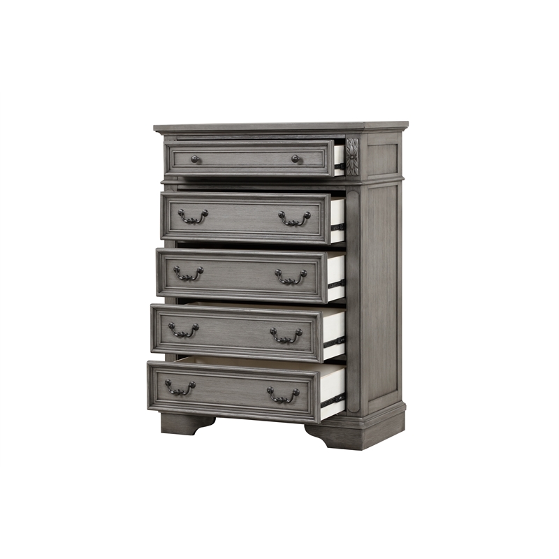 Pemberly Row Traditional Chest Made With Wood in Gray Finish