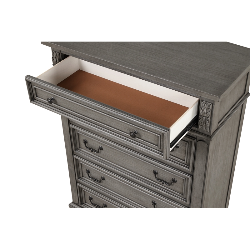 Pemberly Row Traditional Chest Made With Wood in Gray Finish