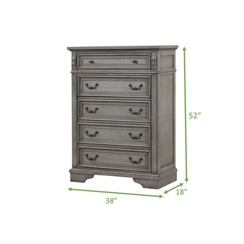Pemberly Row Traditional Chest Made With Wood in Gray Finish