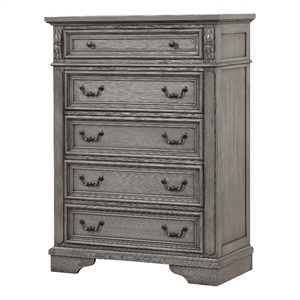 Pemberly Row Traditional Chest Made With Wood in Gray Finish