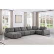 Pemberly Row Linen Fabric Upholstered Chaise in Gray