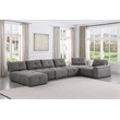Pemberly Row Linen Fabric Upholstered Chaise in Gray
