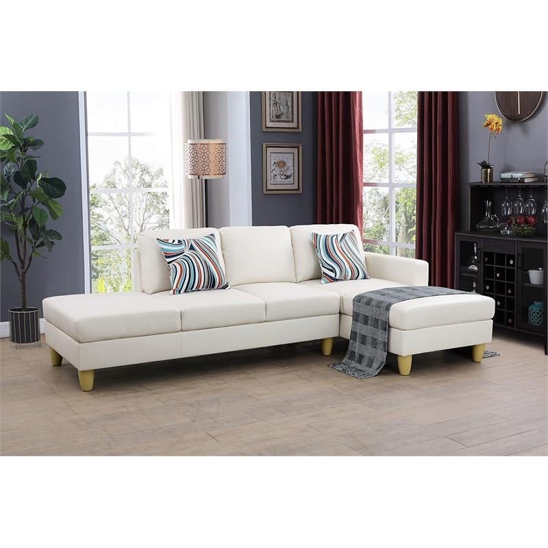 Pemberly Row Modern / Contemporay Sectional Sofa Cream White