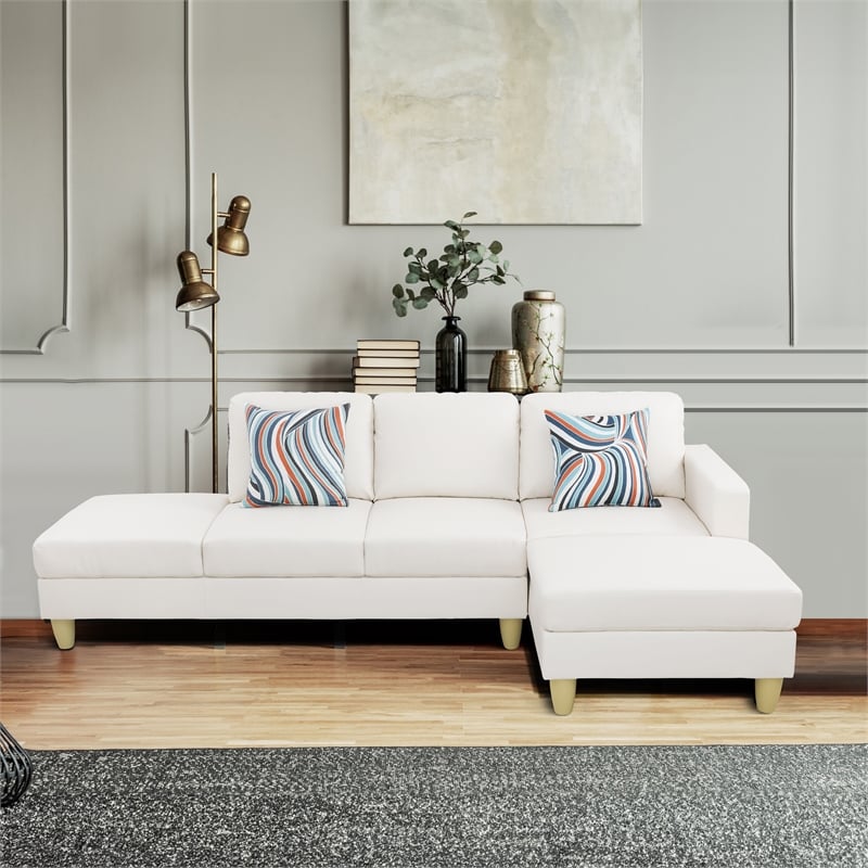 Pemberly Row Modern / Contemporay Sectional Sofa Cream White