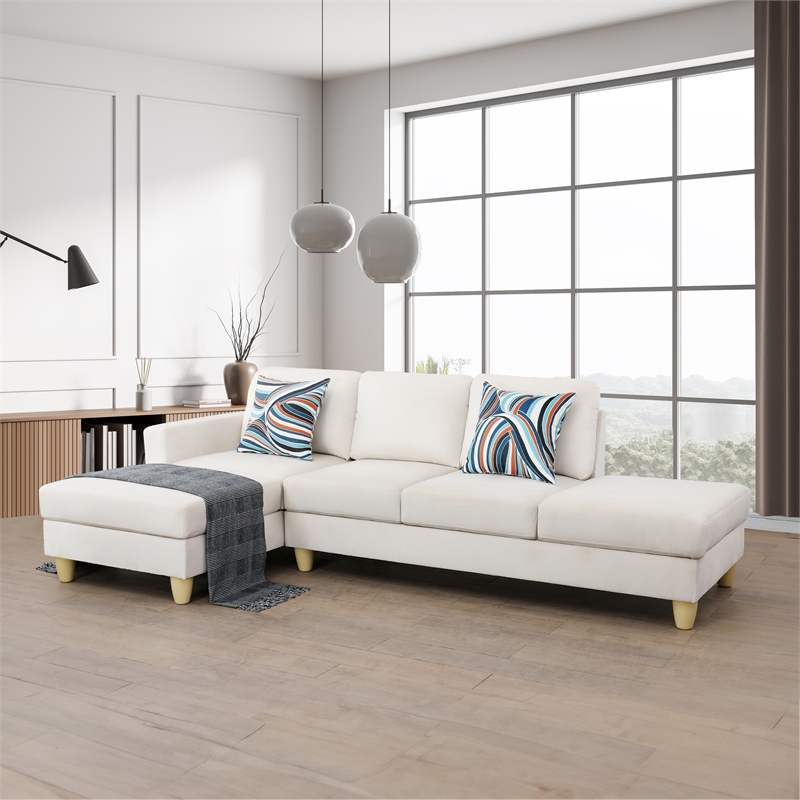 Pemberly Row Modern / Contemporay Sectional Sofa Cream White