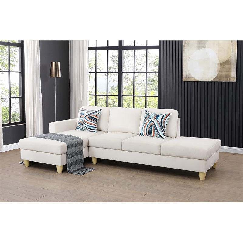 Pemberly Row Modern / Contemporay Sectional Sofa Cream White