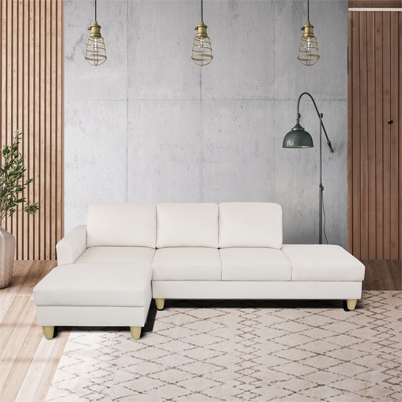 Pemberly Row Modern / Contemporay Sectional Sofa Cream White