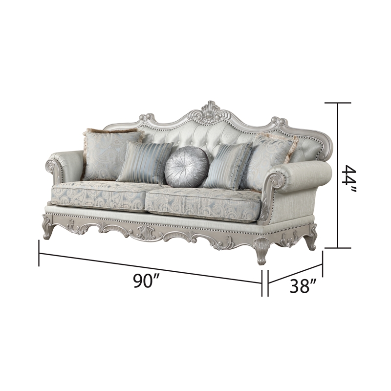 Pemberly Row Traditional Sofa made with Wood in Silver Color