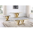 Pemberly Row Crownie Gold Rectangle Faux Marble Coffee Table