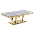 Pemberly Row Crownie Gold Rectangle Faux Marble Coffee Table