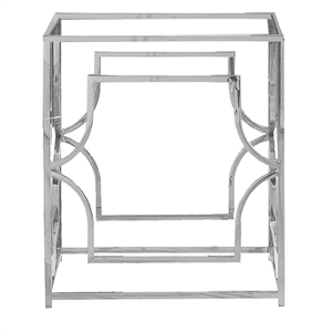 Pemberly Row Silver Stainless Steel Square Dining Table Base