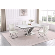 Pemberly Row Modern Beige/Silver Faux Marble Dining Set (5-piece)