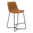 Pemberly Row Modern 26in Bar Stool in Tan Faux Leather (Set of 2)