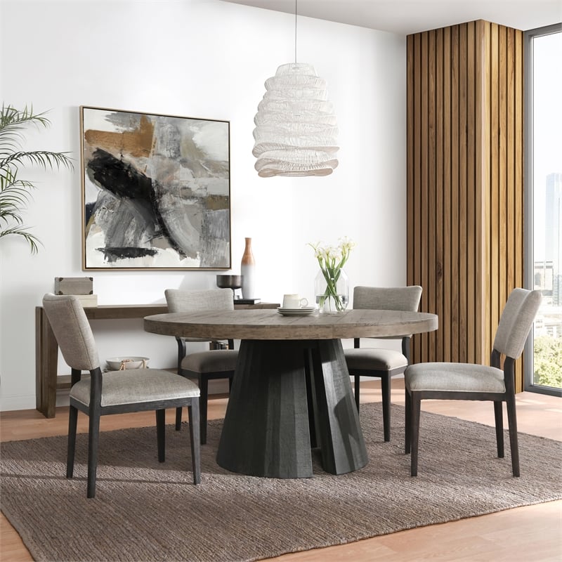 Pemberly Row Modern Fabric Upholstered Dining Chair Sand Set of 2